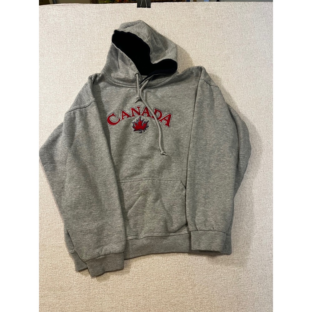 Canada Medium Embroidered Hoodie Grey Maple Leaf
